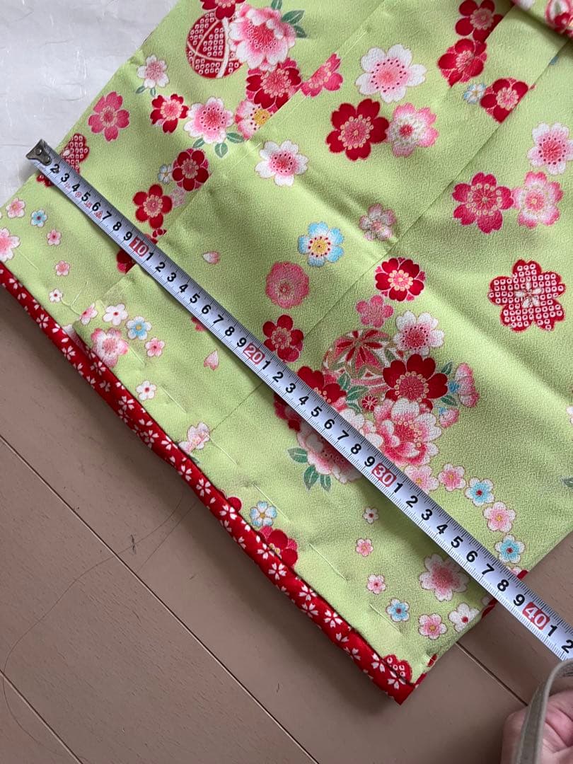 七五三 3歳女の子用被布 赤に花柄