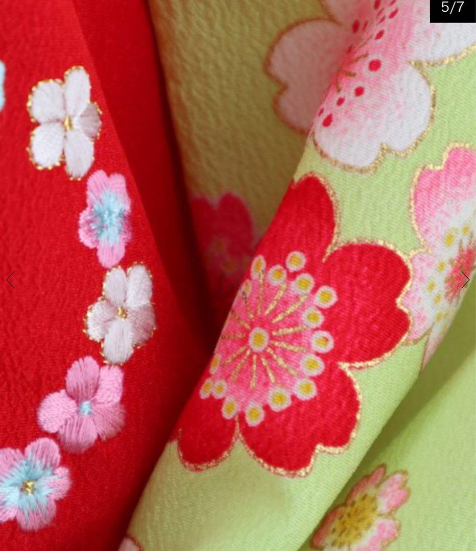 七五三 3歳女の子用被布 赤に花柄