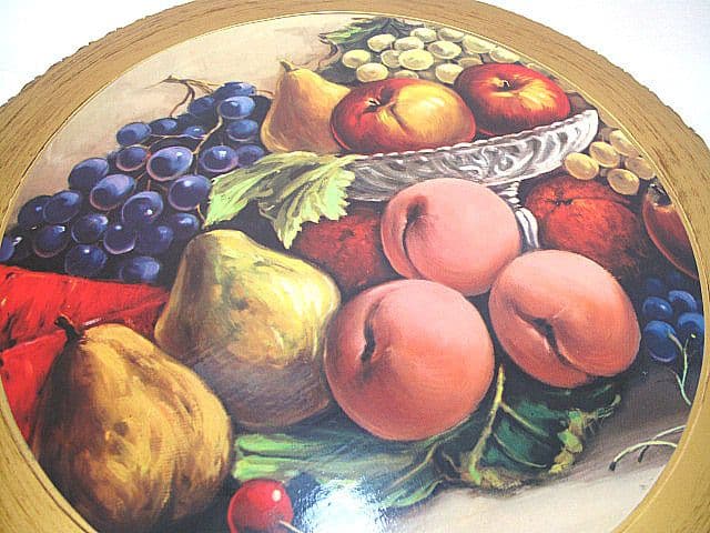 イタリア製 クラシック様式金彩サイドテーブル 直径48cm 高さ58cm 果実