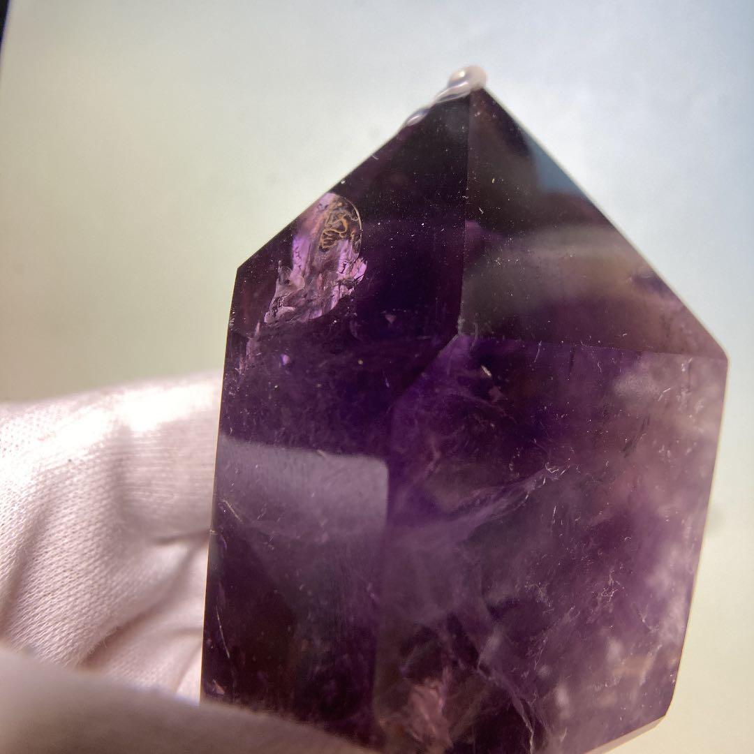 ちゅんちゅんアメジスト　ポイント　虹、キラキラ有り　249g