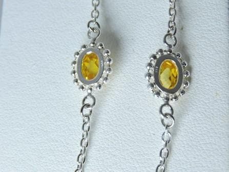 【シルバー925ロングネックレス】イエロー６オーバルカット5ｍｍ