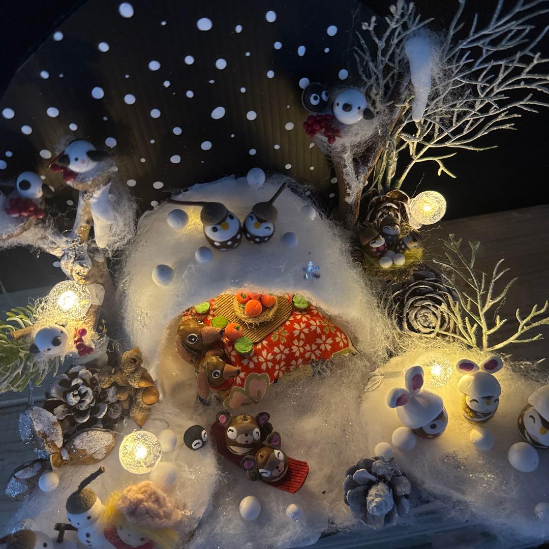 どんぐりアート♡節分オブジェライト＆かまくらオブジェライトダックス柴犬添え♡