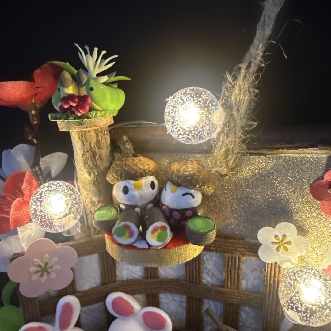 どんぐりアート♡節分オブジェライト＆かまくらオブジェライトダックス柴犬添え♡