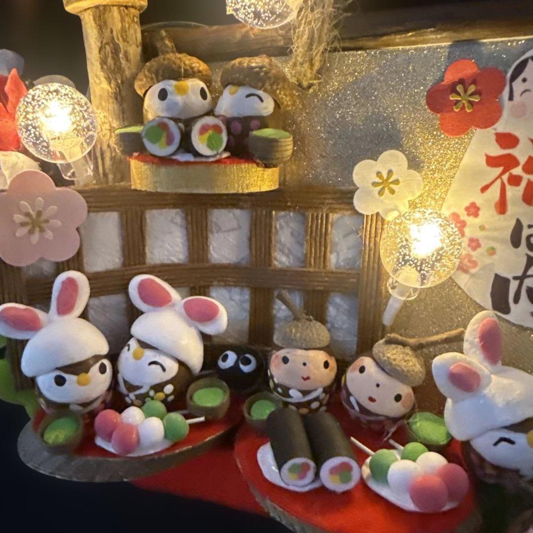 どんぐりアート♡節分オブジェライト＆かまくらオブジェライトダックス柴犬添え♡