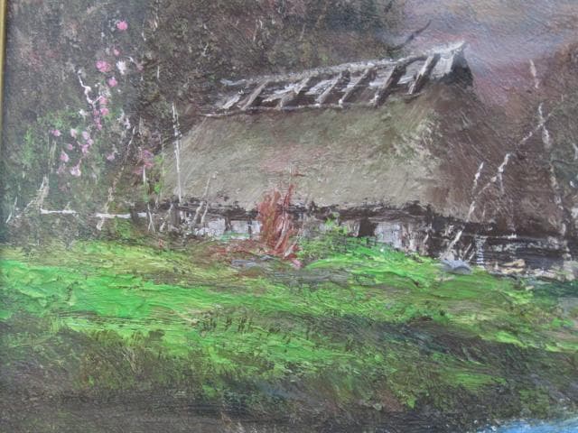 石川 茂男 『奥信濃』油彩4号 長野県下水内郡 直筆サインあり 木製額縁付き