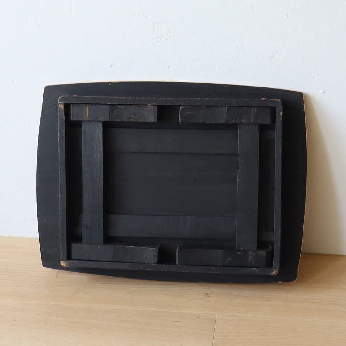 アンティーク 小ちゃぶ台 ラワン 無垢材 古家具 折り畳み ブラック