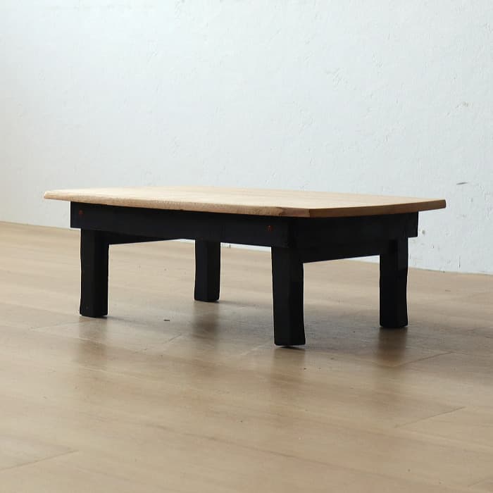 アンティーク 小ちゃぶ台 ラワン 無垢材 古家具 折り畳み ブラック