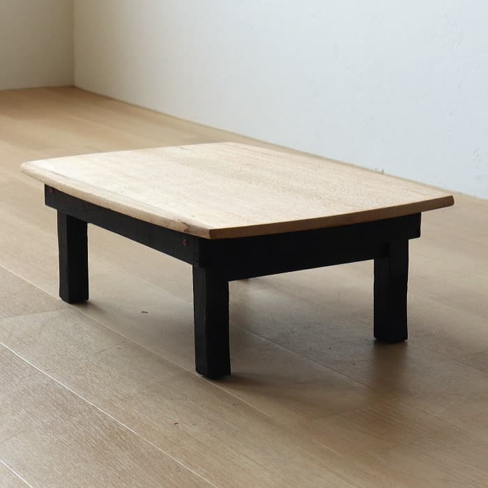 アンティーク 小ちゃぶ台 ラワン 無垢材 古家具 折り畳み ブラック