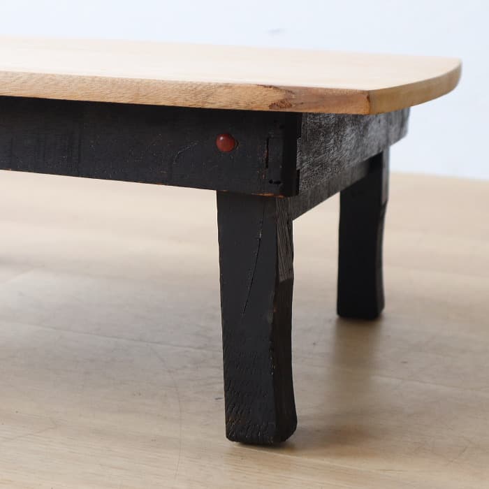 アンティーク 小ちゃぶ台 ラワン 無垢材 古家具 折り畳み ブラック