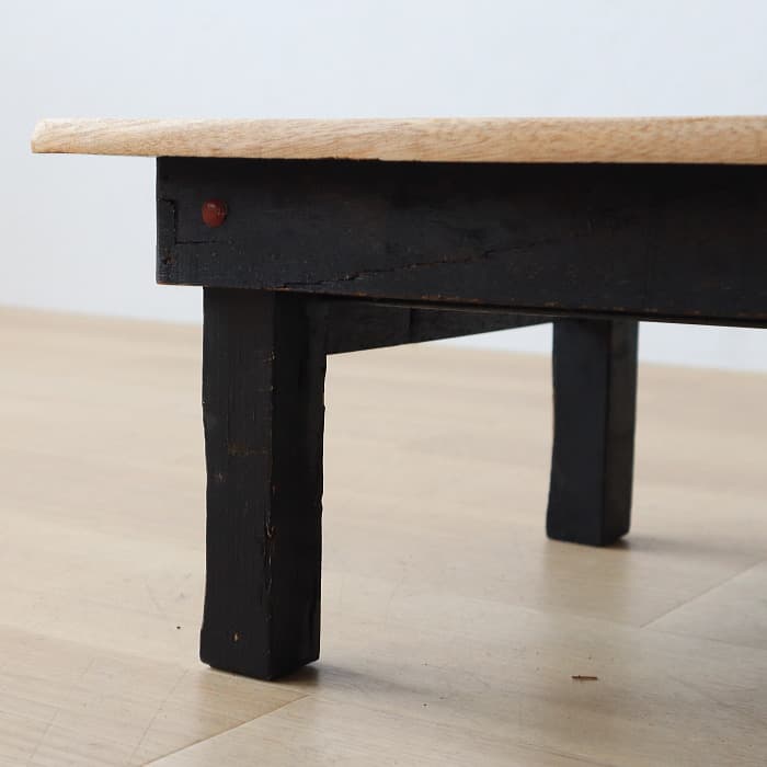 アンティーク 小ちゃぶ台 ラワン 無垢材 古家具 折り畳み ブラック