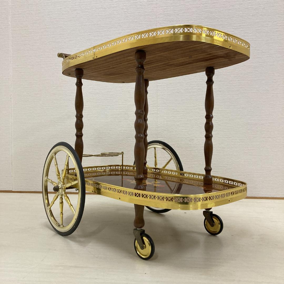 イタリア　クラシック　ワゴン　キッチンワゴン　象嵌