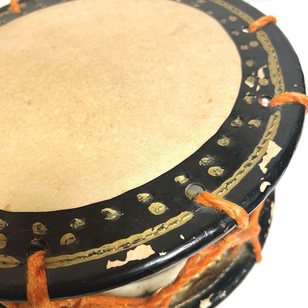 【蒔絵・金彩】締め太鼓　和太鼓 34.5cm×15cm 松絵柄