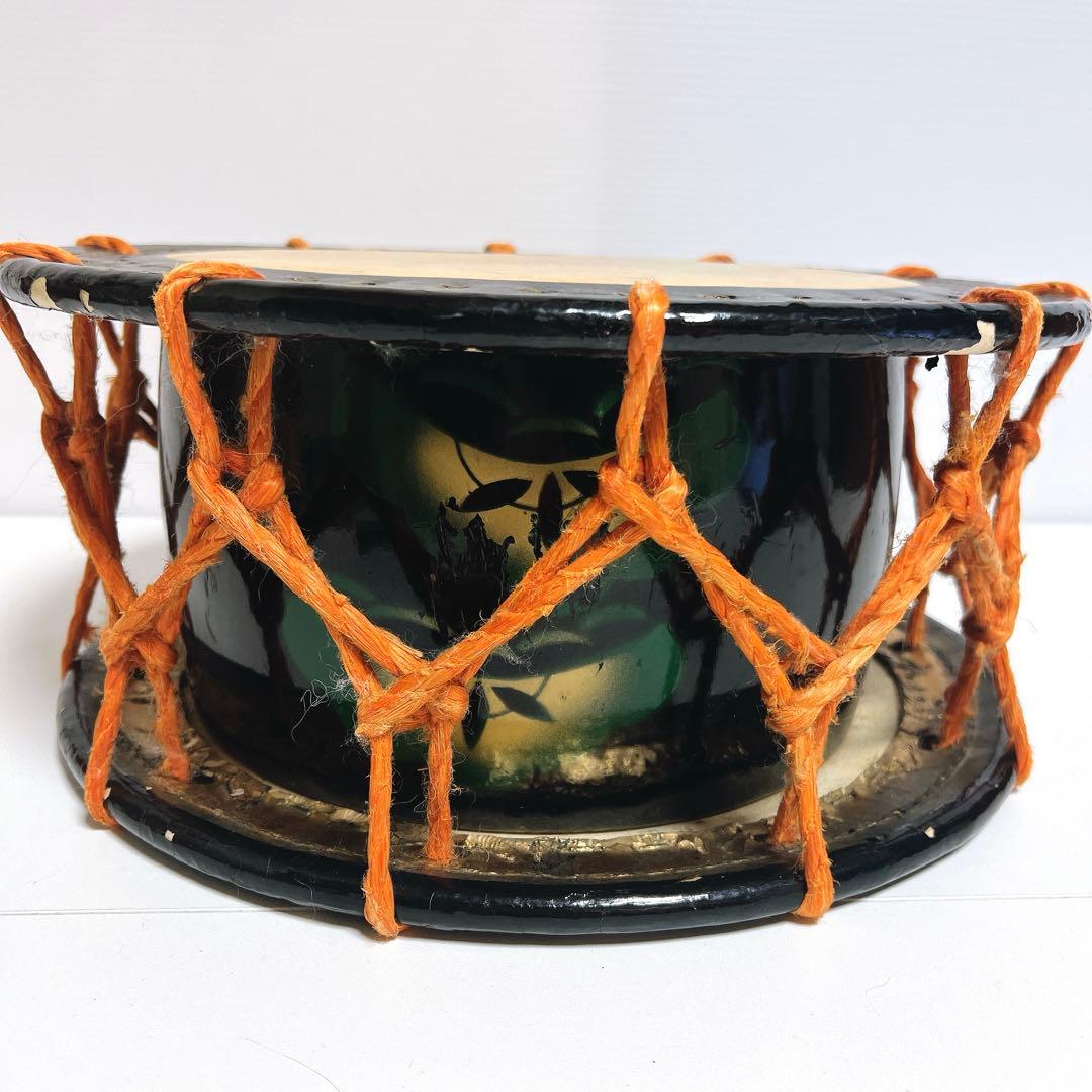 【蒔絵・金彩】締め太鼓　和太鼓 34.5cm×15cm 松絵柄