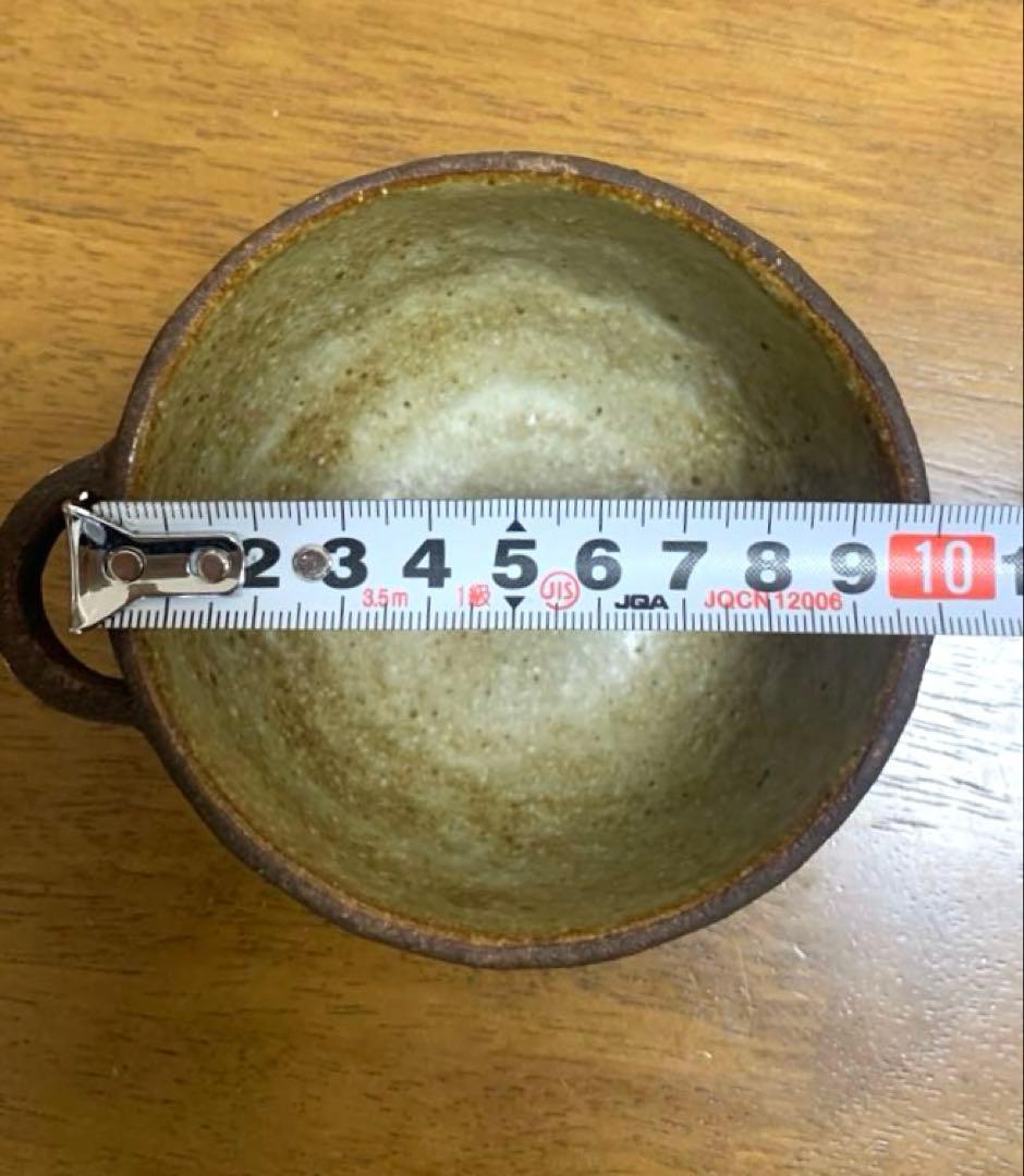 作家もの器★藤森ちかこ★ドット柄耳付きボウル★カフェオレボウルスープカップ