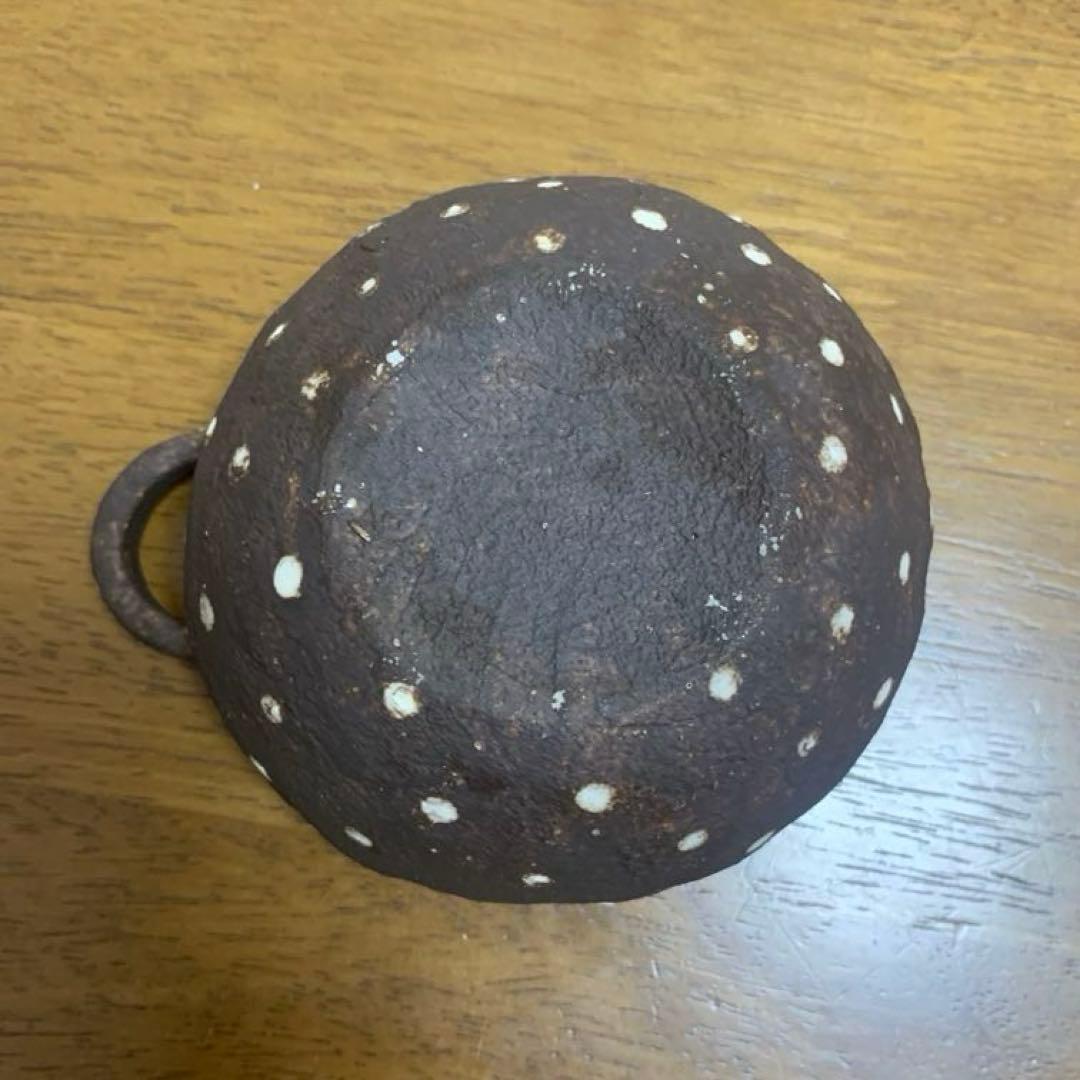 作家もの器★藤森ちかこ★ドット柄耳付きボウル★カフェオレボウルスープカップ