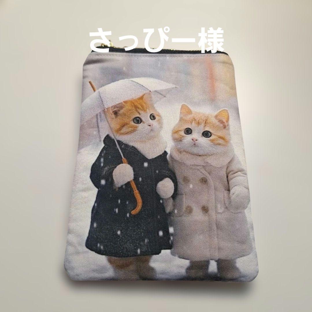 ねこパネル生地 ハンドメイド パネルサイズポーチ - メルカリ