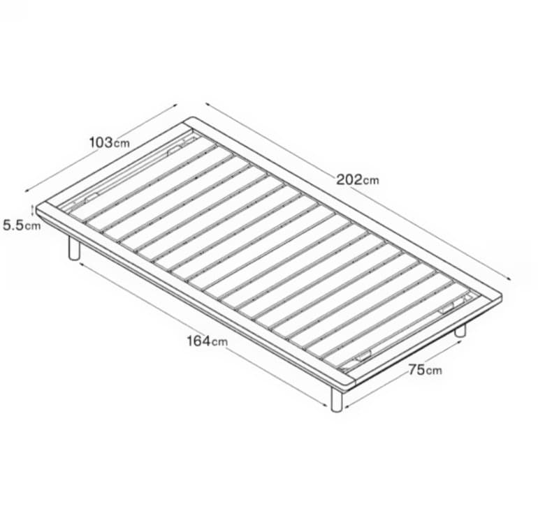 【美品】無印良品 シングルベッドフレーム オーク材 木製脚 帆布収納付き