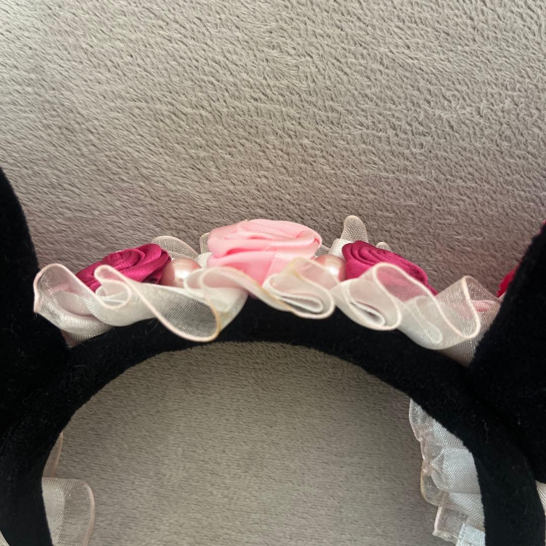 ディズニー ミニーカチューシャ 薔薇 ピンク - メルカリ