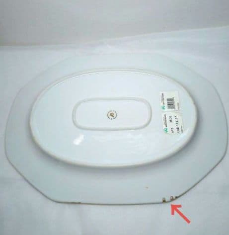 タイ製　ベンジャロン焼き　多色装飾 八角形陶器皿　大皿