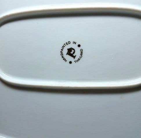 タイ製　ベンジャロン焼き　多色装飾 八角形陶器皿　大皿