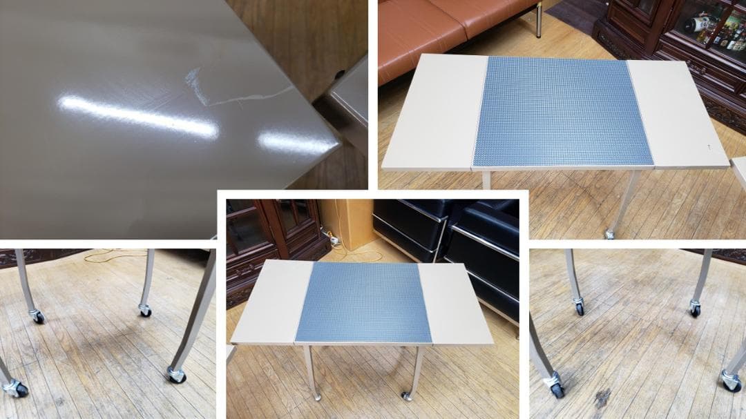 I11　未使用品　オカムラ　okamura　バタフライ式作業台キャスター付き2台