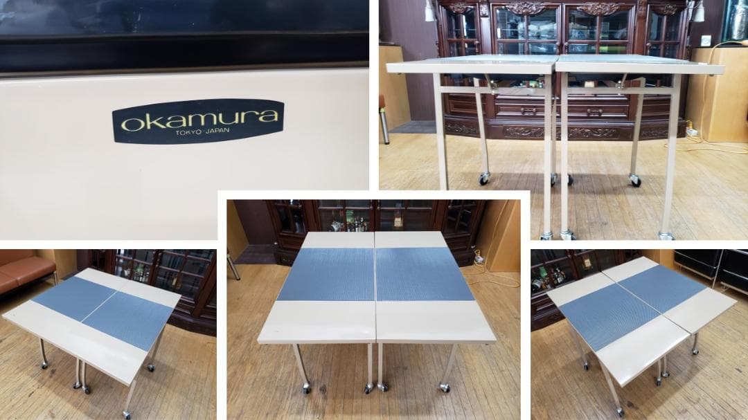 I11　未使用品　オカムラ　okamura　バタフライ式作業台キャスター付き2台