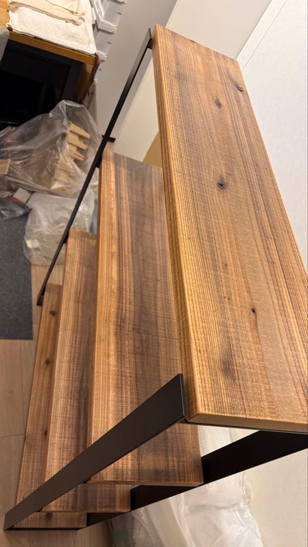 【美品】KANADEMONO THE SHELF 無垢杉ブラックスチール