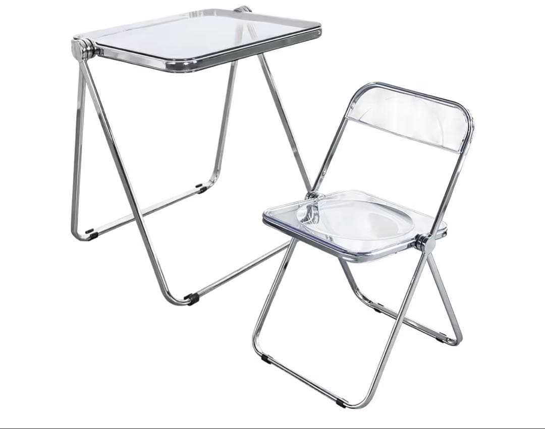 折りたたみ式透明ガラステーブル