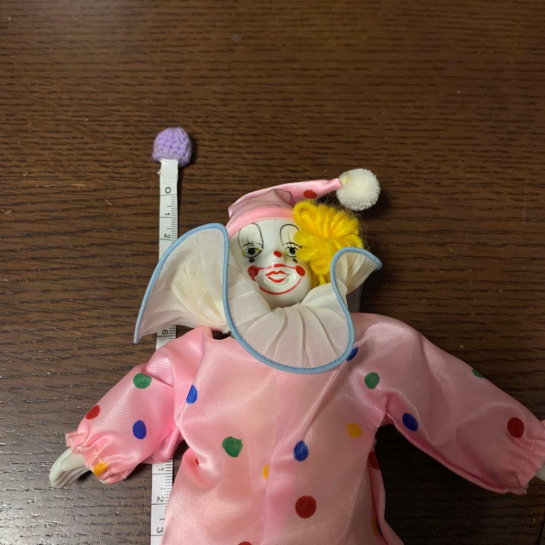 昭和レトロ ピンクのクラウン人形 ピエロ 道化師人形 水玉模様 - メルカリ