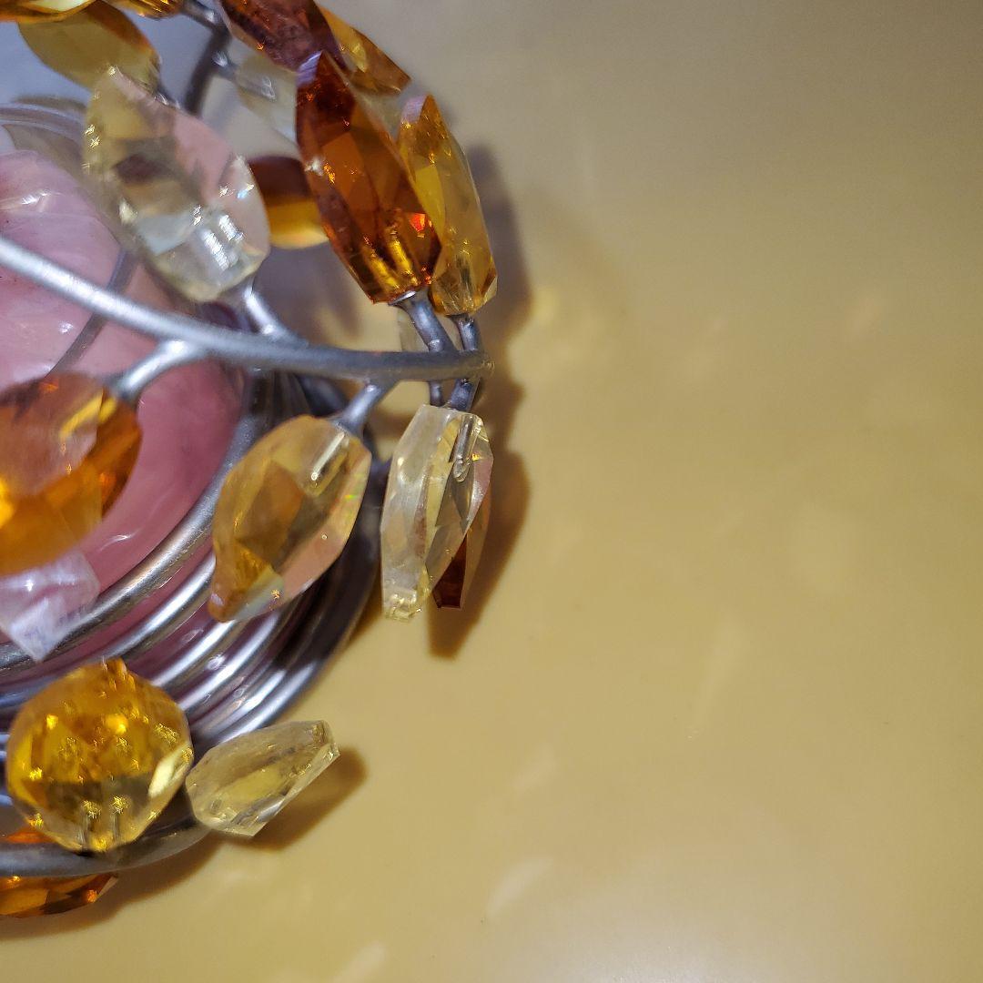 スワロフスキー カラフル葉デザインキャンドルホルダー