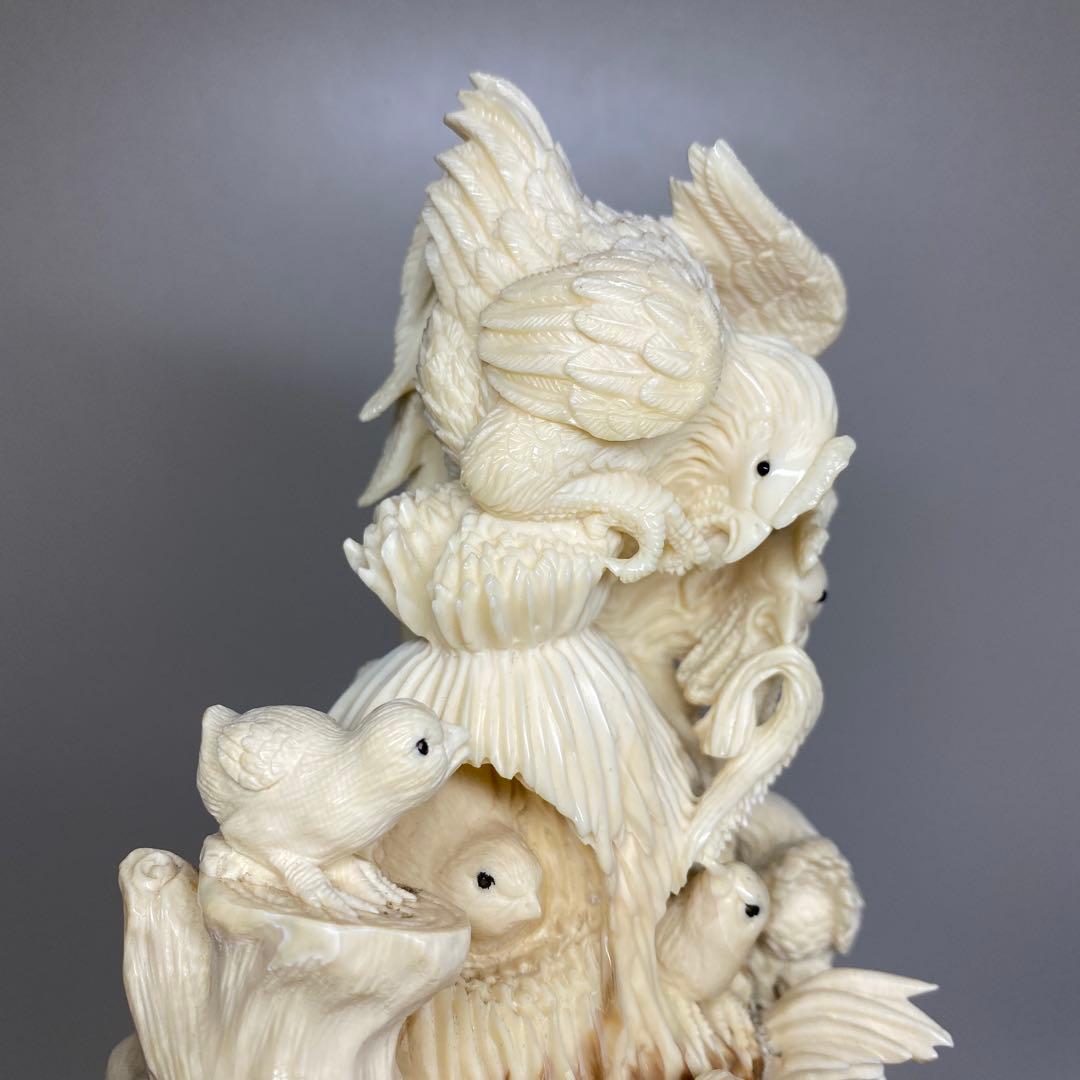 極上　和彫　鶏親子　置物大　350g トエチ　東さ8-0107☆2F