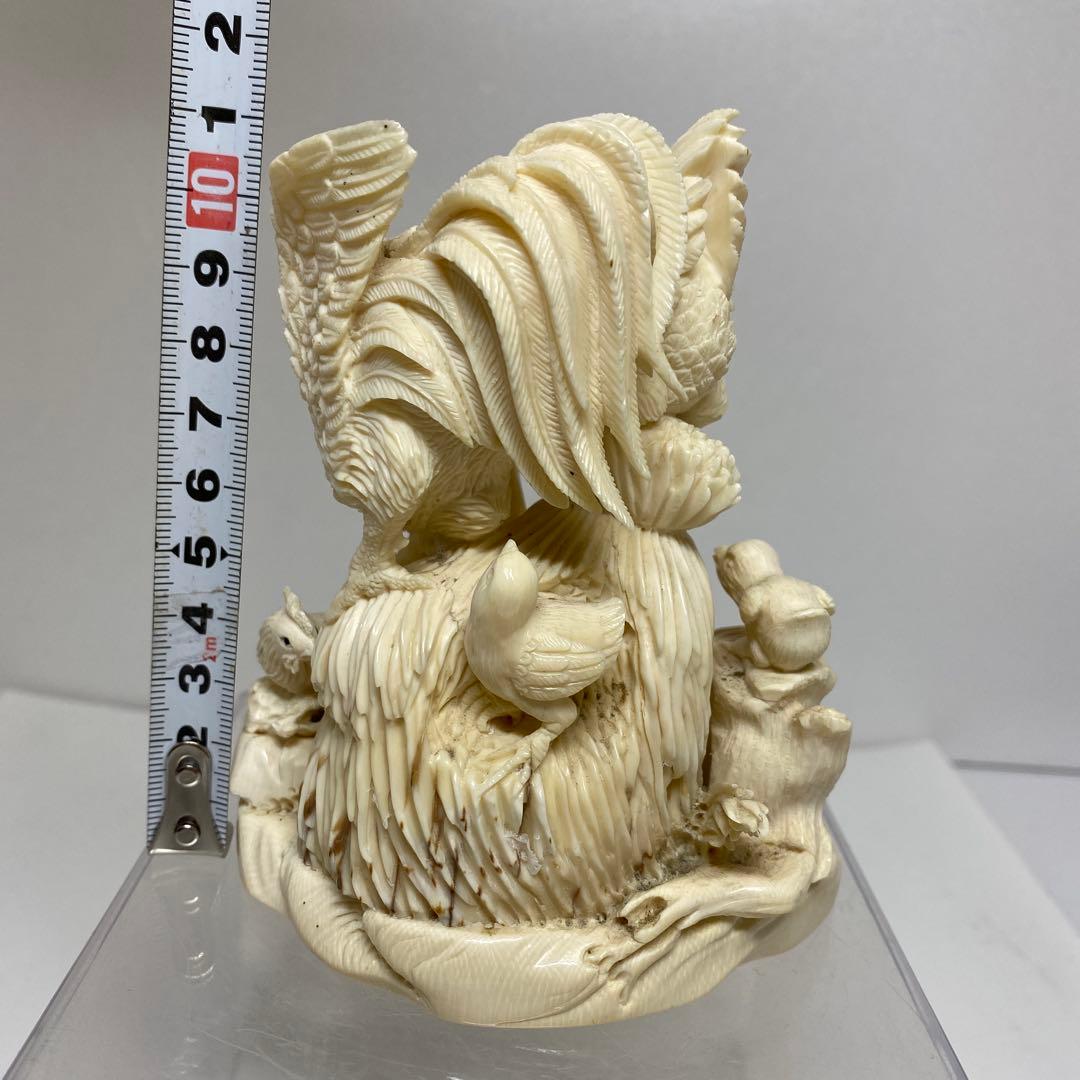 極上　和彫　鶏親子　置物大　350g トエチ　東さ8-0107☆2F