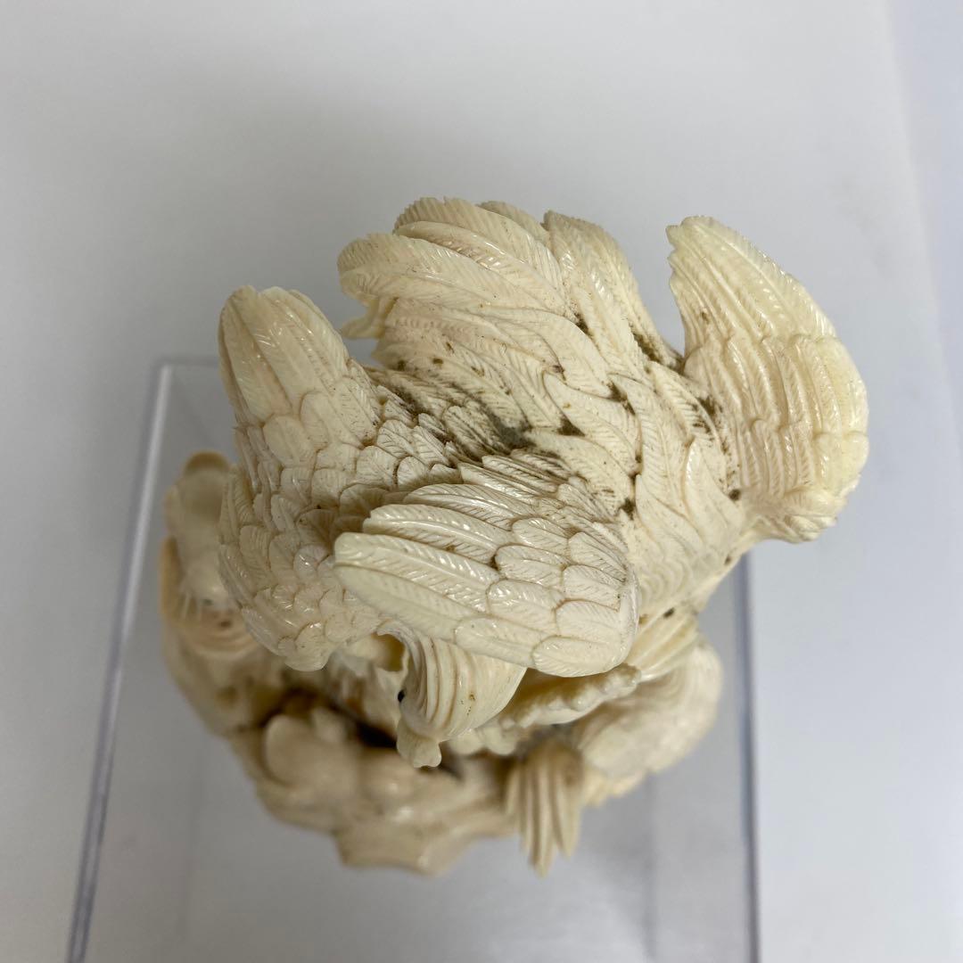 極上　和彫　鶏親子　置物大　350g トエチ　東さ8-0107☆2F