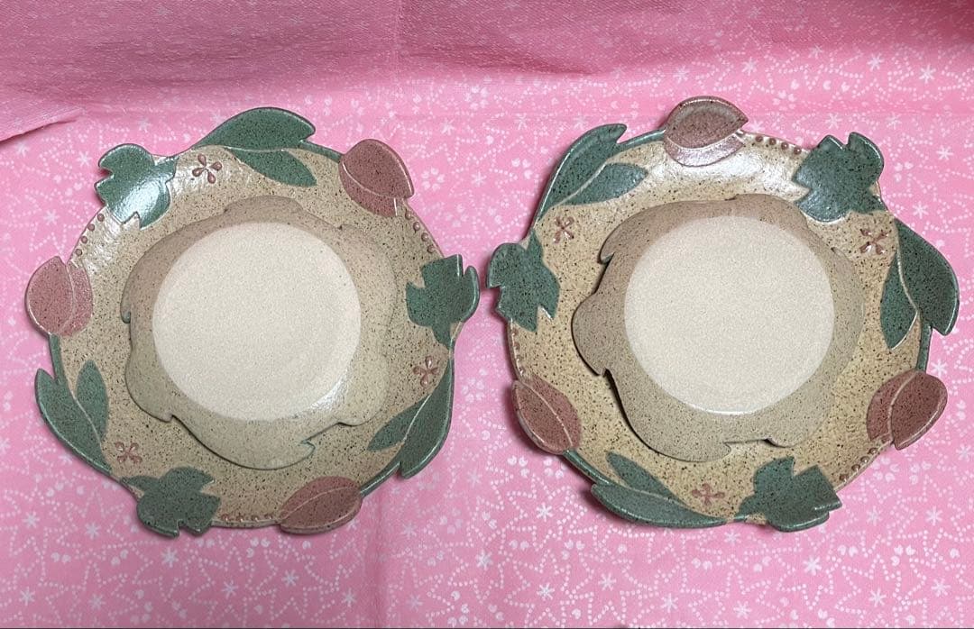 苔色工房　田中遼馬　大小各2枚　チューリップ　ミントグリーン・ピンク　新品未使用