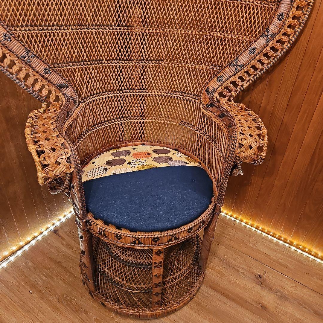 特大 希少 ヴィンテージ ピーコックチェア ラタンピーコック エマニエル婦人