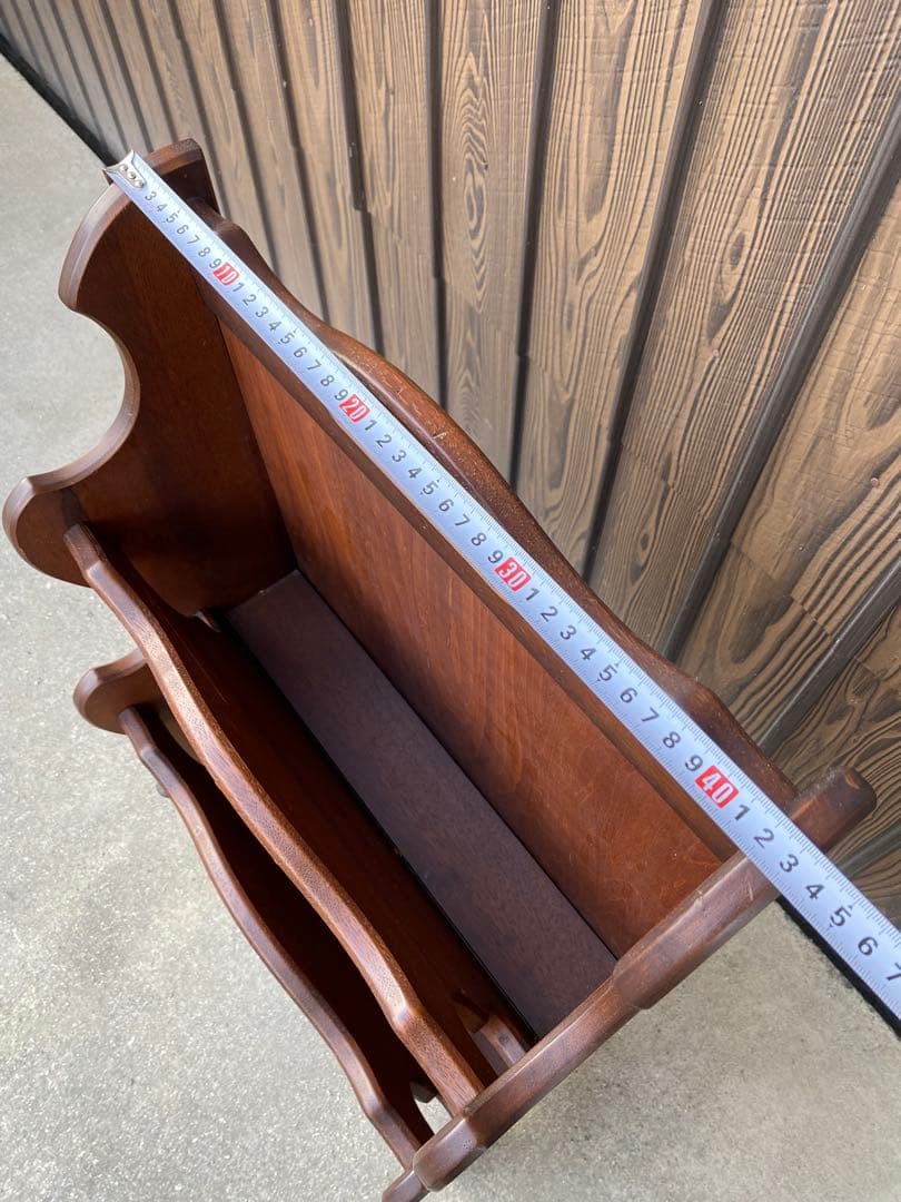 木製 2段　マガジンラック　レザー　アンティーク　ヴィンテージ