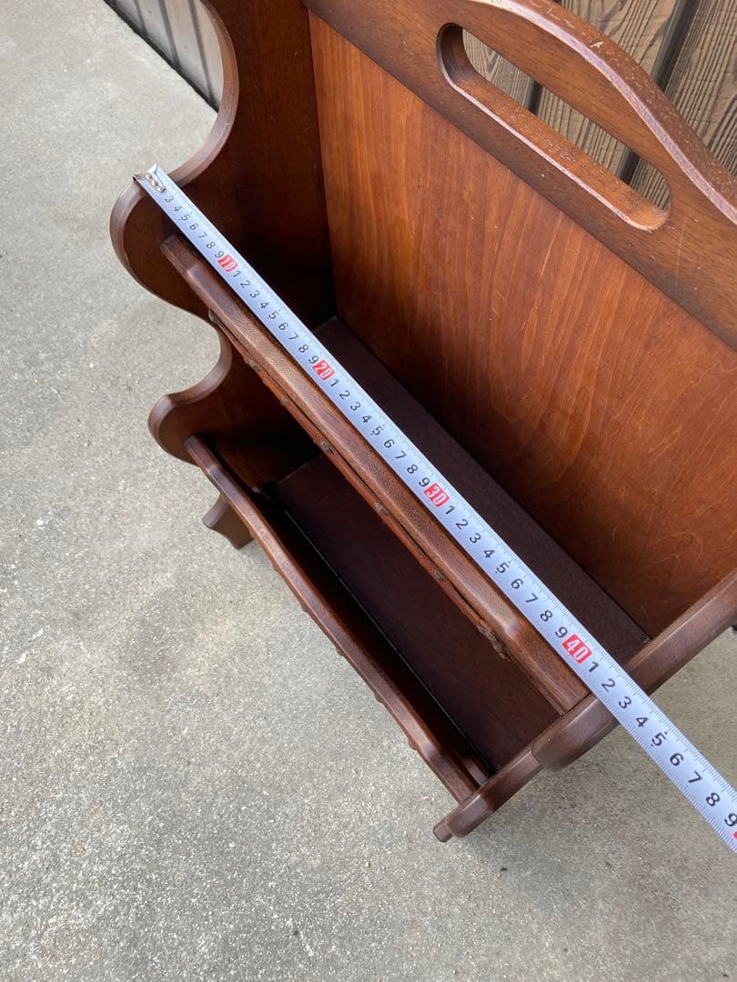 木製 2段　マガジンラック　レザー　アンティーク　ヴィンテージ