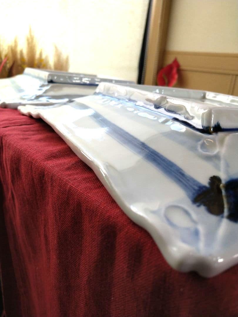 ♦ブロが選ぶ【高級皿・人気の美濃焼・ 庄右ェ門作】デザイン【扇型超特大皿】３皿