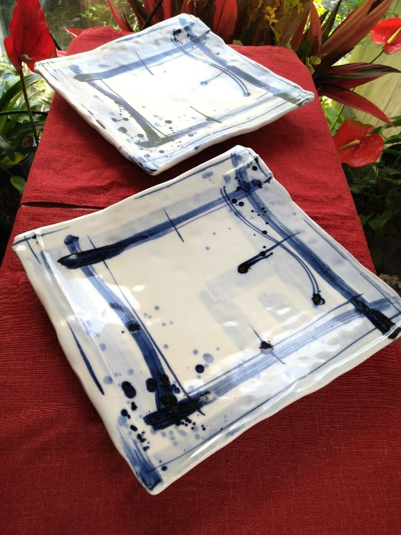 ♦ブロが選ぶ【高級皿・人気の美濃焼・ 庄右ェ門作】デザイン【扇型超特大皿】３皿