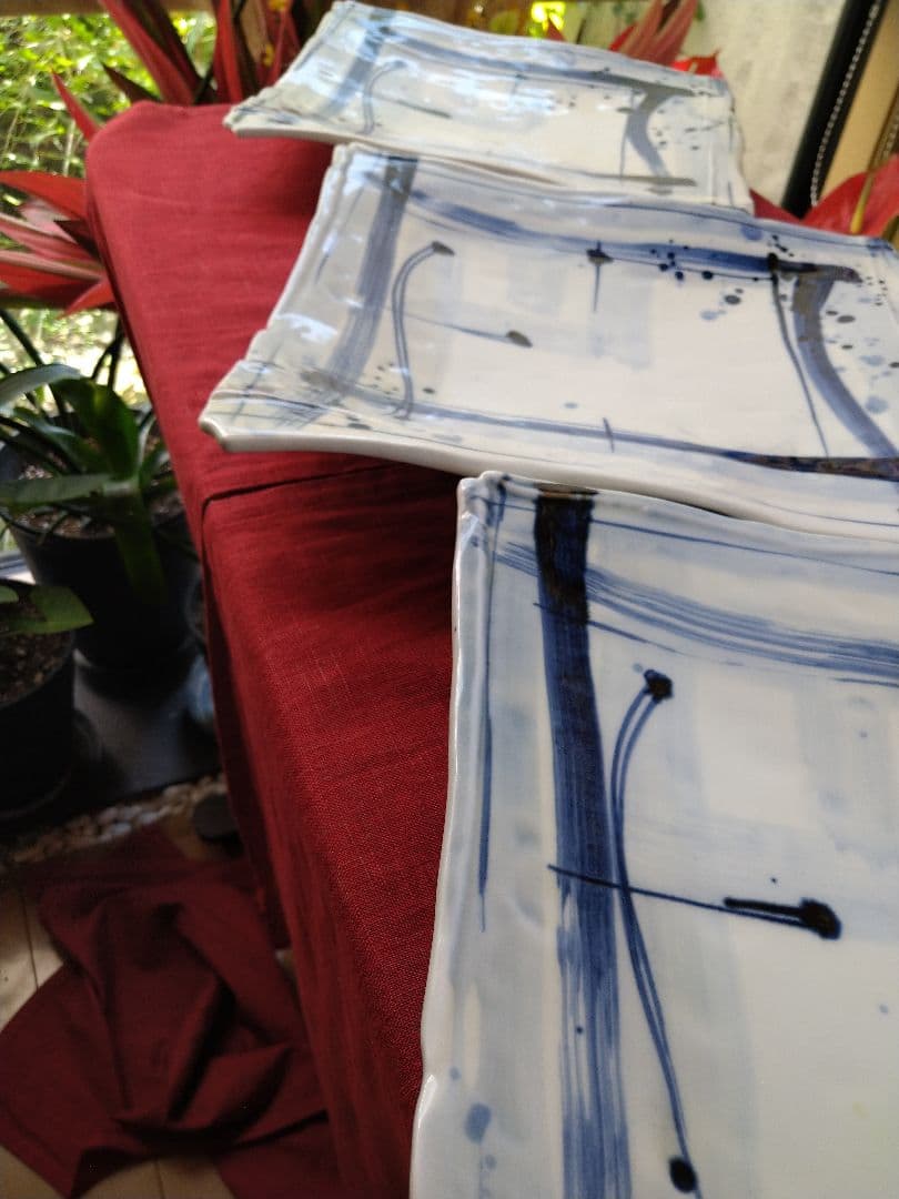 ♦ブロが選ぶ【高級皿・人気の美濃焼・ 庄右ェ門作】デザイン【扇型超特大皿】３皿