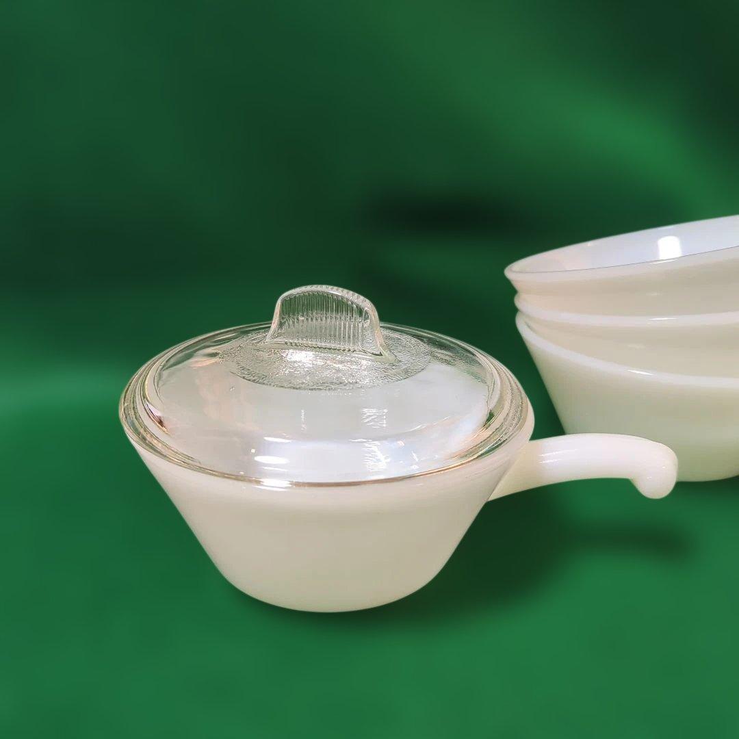 ファイヤーキング ワンハンドル 花模様3個セット 蓋付無地1個の 4個セット