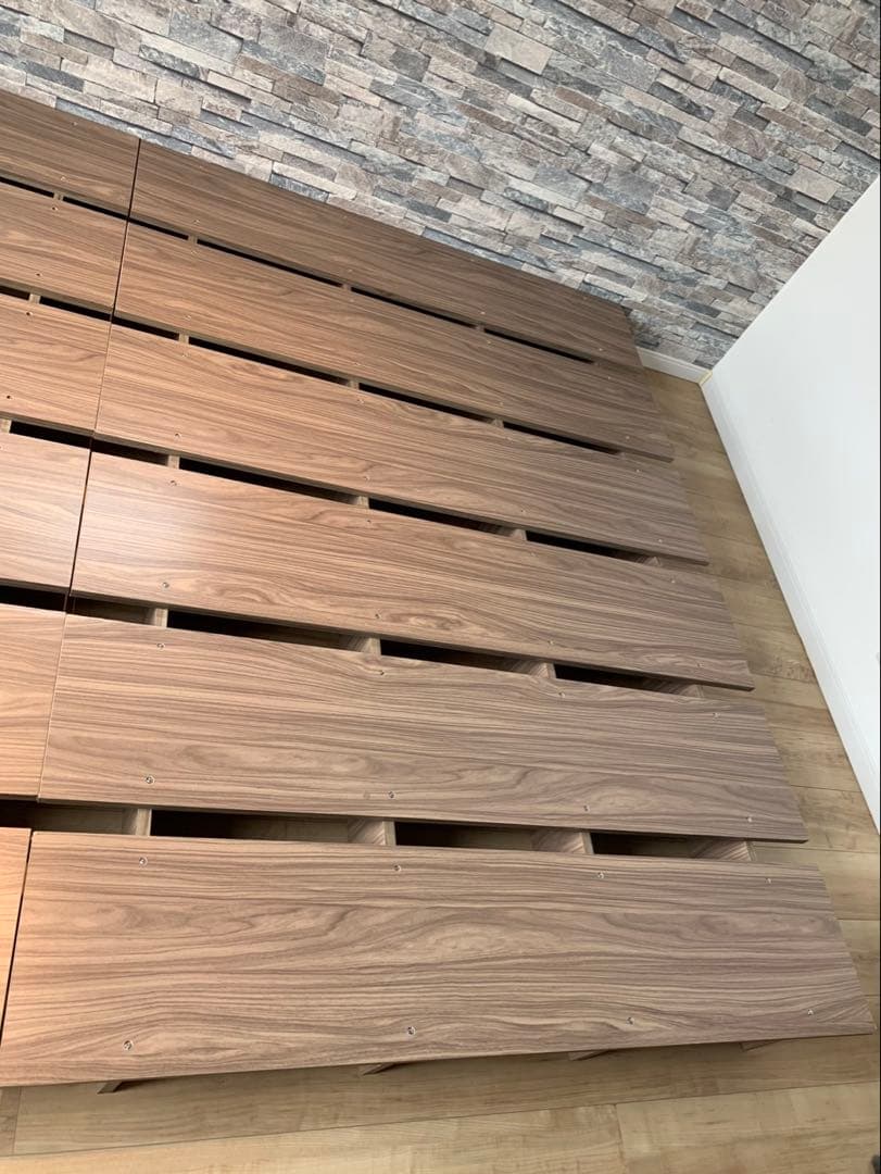 超美品【兵庫県伊丹市にて引渡し】天然木調 ダブルベッドフレーム