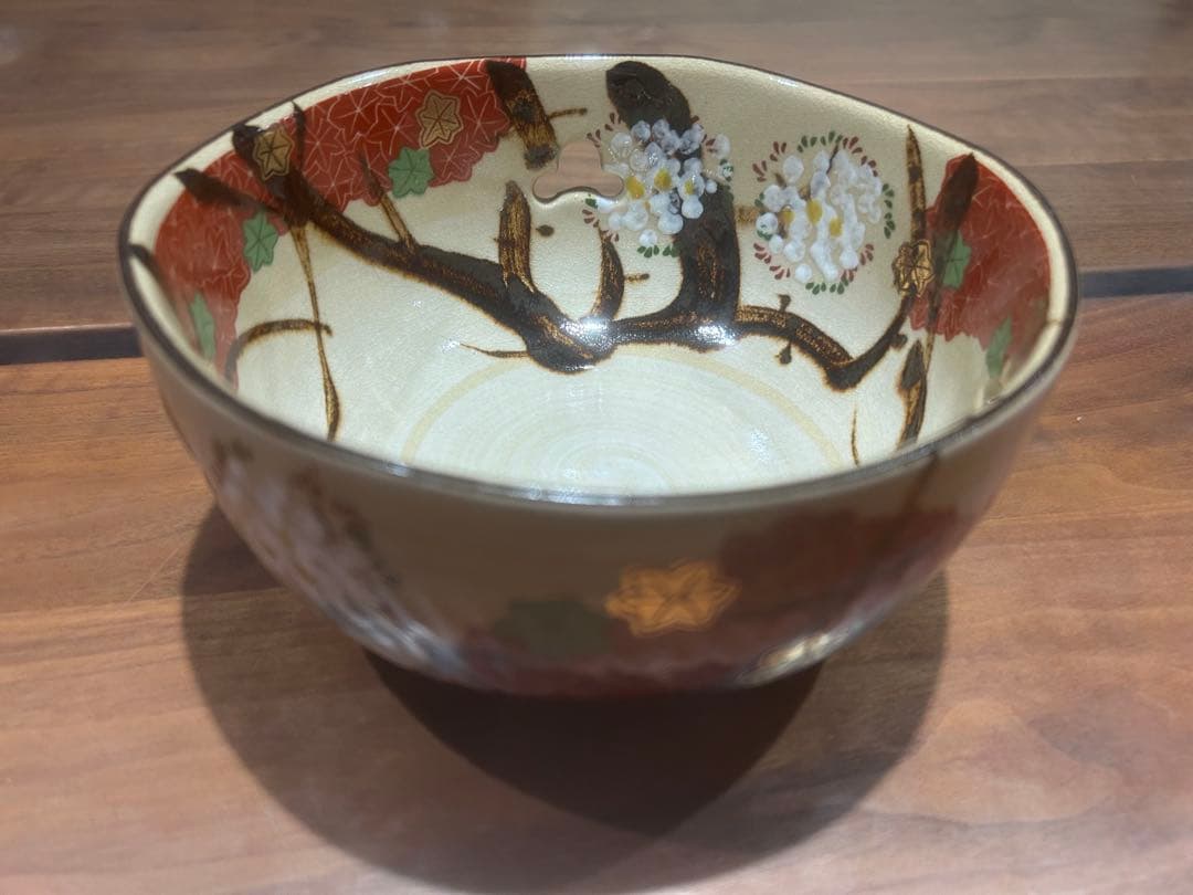 手描き透かし菓子鉢　金箔和風大鉢　橘吉金箔煮物中鉢　３個セット