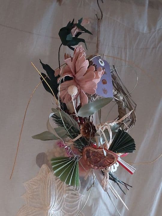 普通郵便【新作お正月】流木レモングラスユーカリドライ、ドライフルーツしめ縄