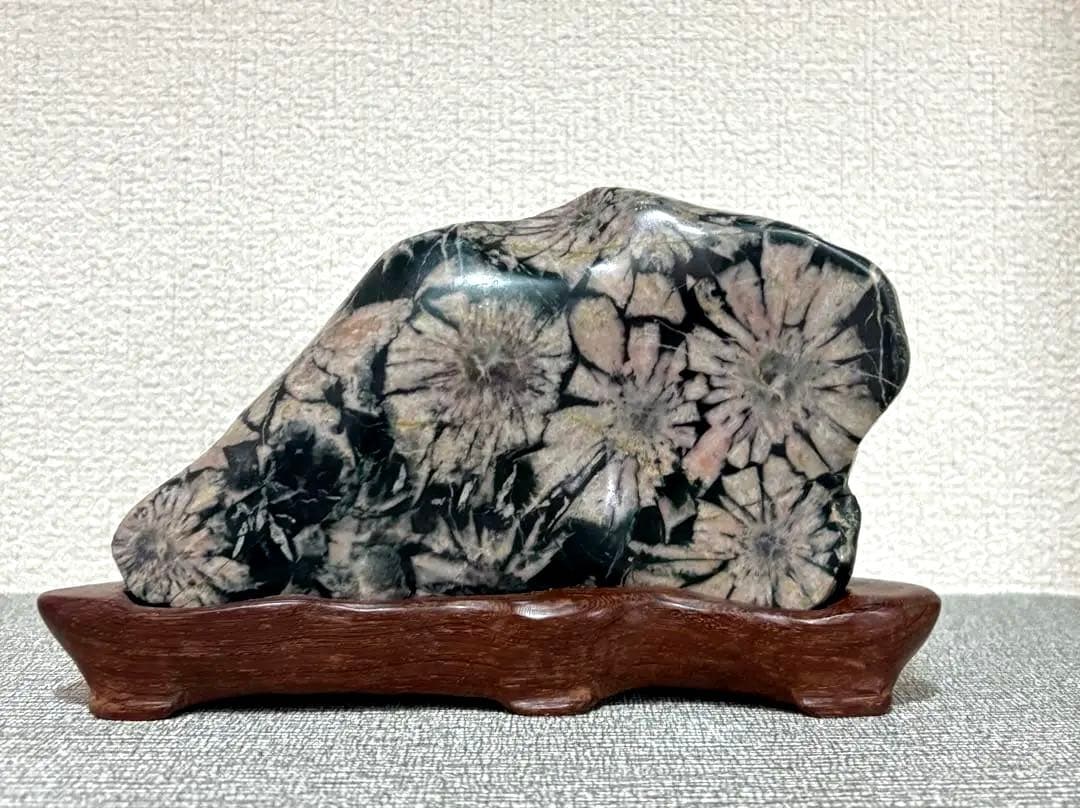 菊花石　7連　淡いピンク花