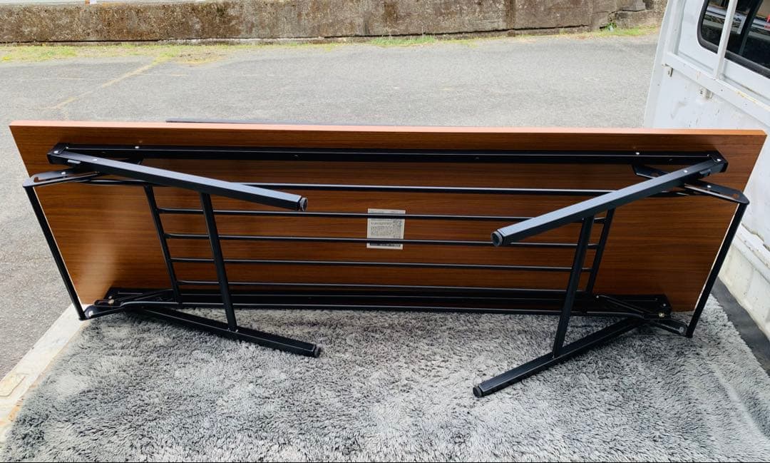 ★会議テーブル ブラック×ブラウン 1800×600×700 Used★