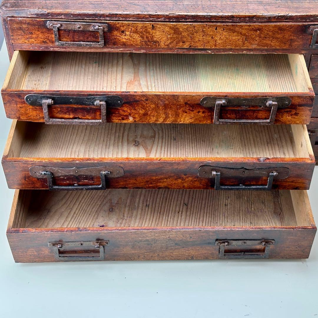 江戸期 欅(ケヤキ) 小引出し時代箪笥 7杯 アンティーク　骨董品　江戸時代