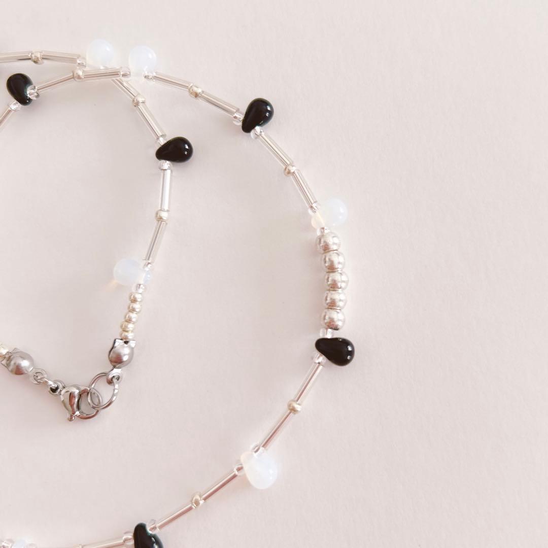 no.389／a'moureveビーズネックレス 金属アレルギー対応