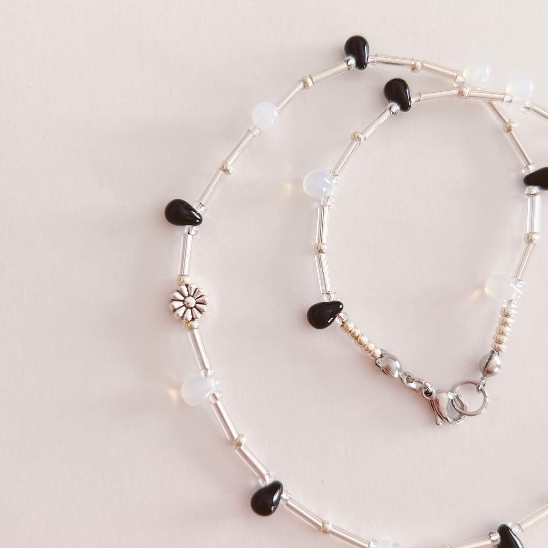 no.389／a'moureveビーズネックレス 金属アレルギー対応