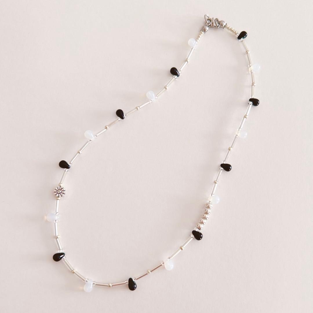 no.389／a'moureveビーズネックレス 金属アレルギー対応